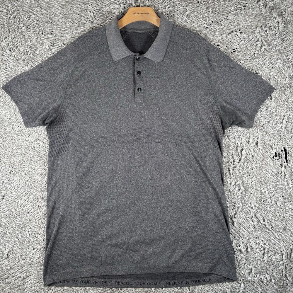 Lululemon Polo Shirt Men’s Size XL Short Sleeve Gray Performance Wear Golf Train